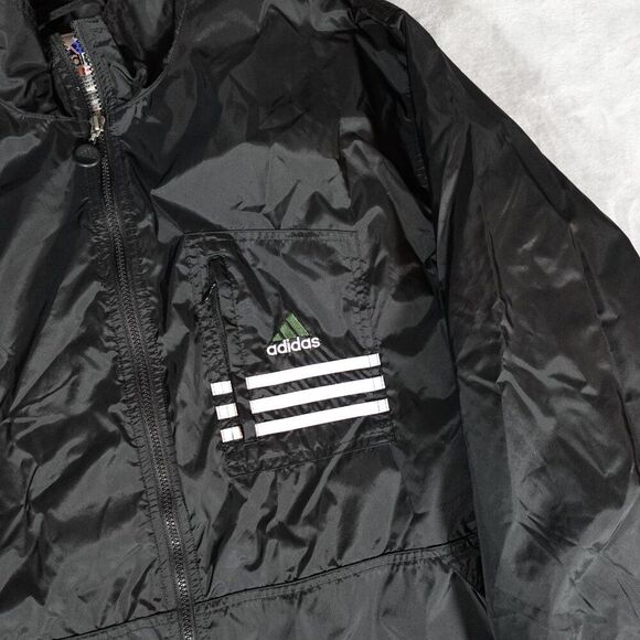 Vintage Adidas Windbreaker Jacket Coat Mens XL Embroidered Logo Black 90s - Picture 5 of 11